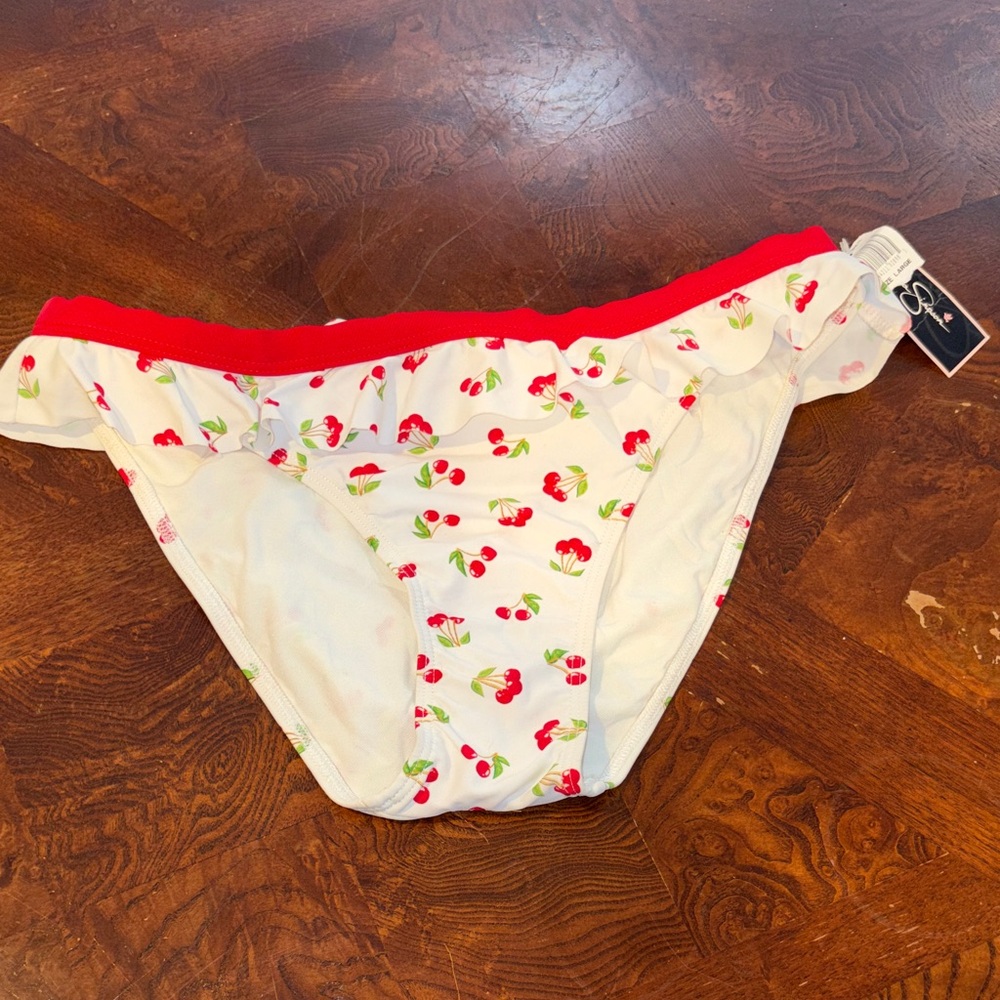 Jessica Simpson Red & White Cherry Bikini Bottoms